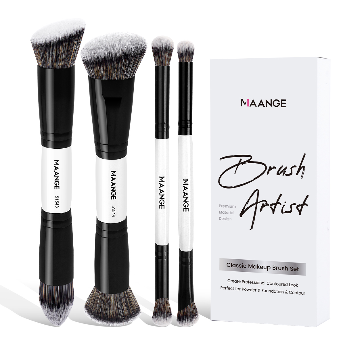MAANGE Custom Logo OEM&ODM 4PCS Makeup Brush Set  Eye Shadow Blush Foundation  Brushes Professional Makeup Brush Kit - 图片 1