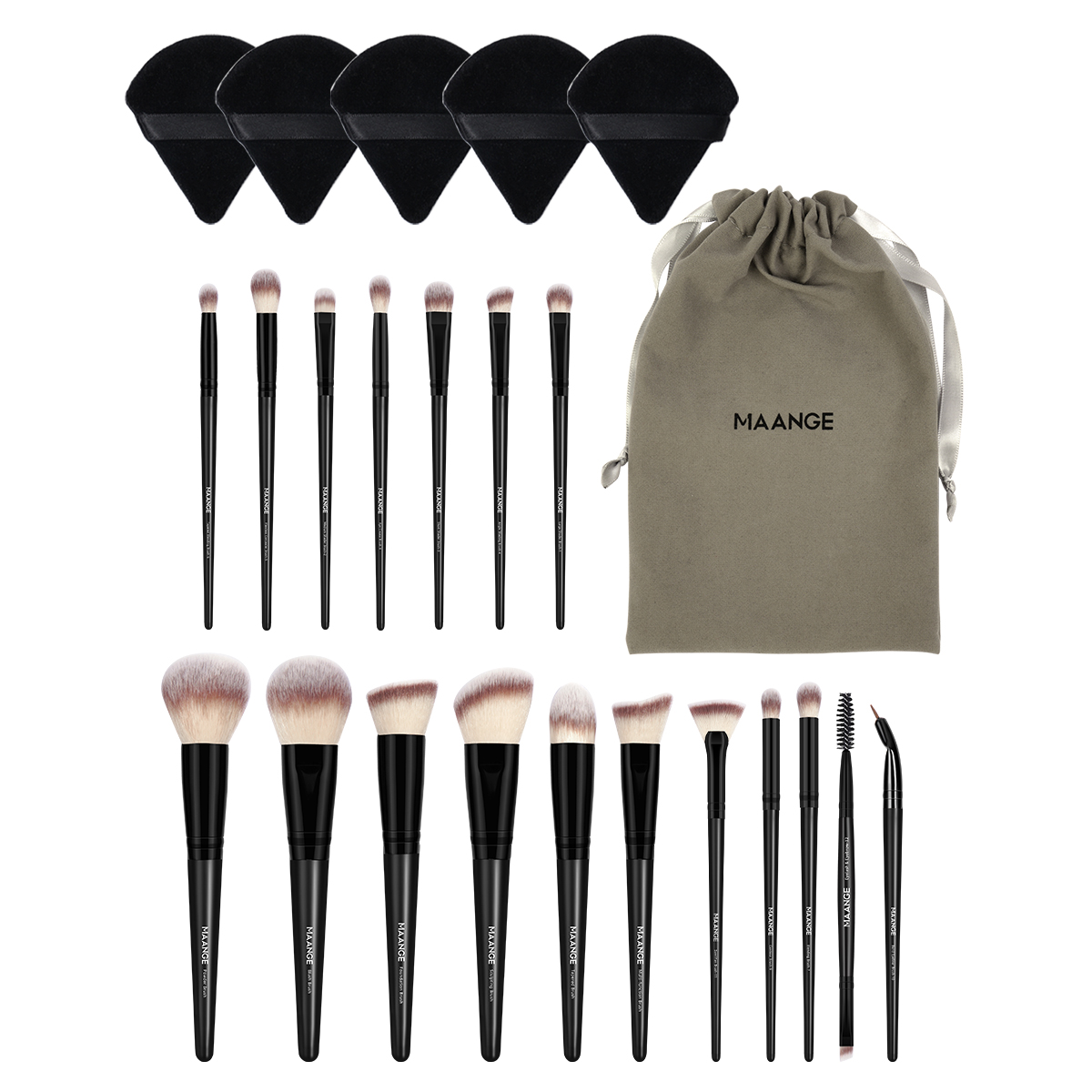 MAANGE Professional  18pcs Makeup Brush Set 5pcs Powder Puff Eyeliner Eyebrow Foundation Concealer Face Brushes Makeup Brush Set - 图片 1