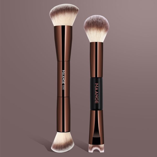 MAANGE Hot Selling 2PCS Custom Logo Foundation Loose Powder Contouring Makeup Brushes  Professional Makeup Brushes