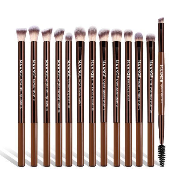 MAANGE Wholesale High Quality Natural 13pcs Eyes Makeup Brush Set Soft Hair Custom Makeup Tool Eye Makeup Brush Set