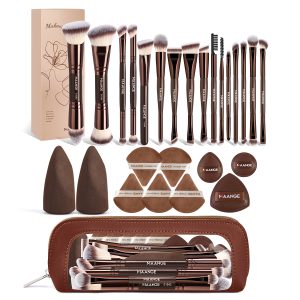 MAANGE Wholesale 16pcs Makeup Brush 10pcs Powder Puff Makeup Bag Foundation Loose Powder Eyeshadow Facial Makeup Brush Set