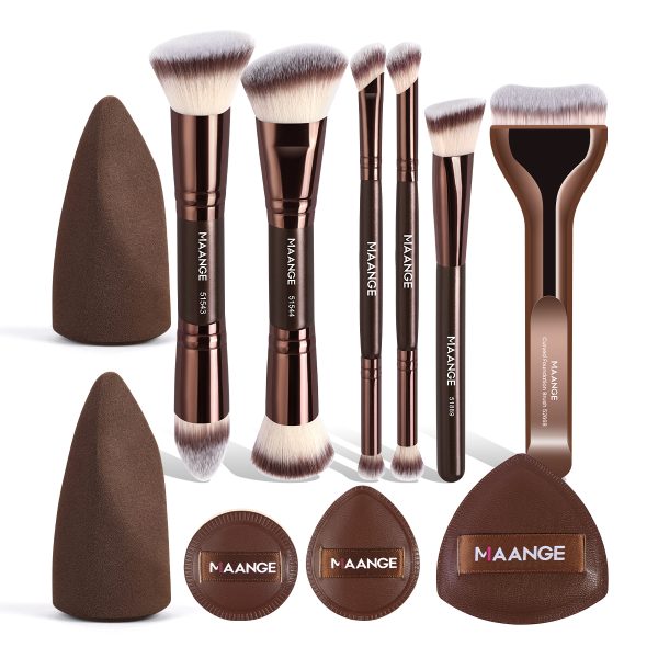 MAANGE Custom OEM&ODM 6PCS Makeup Brush Synthetic Hair 5pcs Powder Puff Customizable Facial Professional Makeup Brush Set
