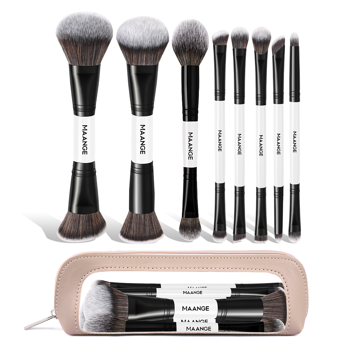 MAANGE Custom OEM&ODM 8PCS Makeup Brush Loose Powder Foundation Concealer Blush  Makeup Bag Professional Makeup Brush Set - 图片 1