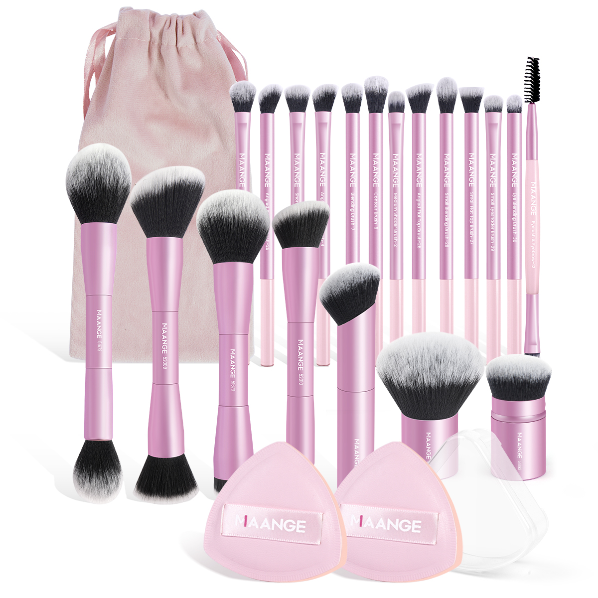 MAANGE Wholesale 20pcs Makeup Brush Private Label  2pcs Powder Puff Professional Makeup Brush Kit Luxury Face Makeup Brush Set - 图片 1