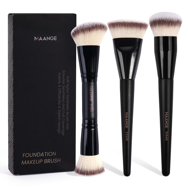MAANGE Custom OEM&ODM 3pcs Foundation Cosmetic Brush Professional Foundation Highlight Concealer Wholesale Makeup Brushes Set