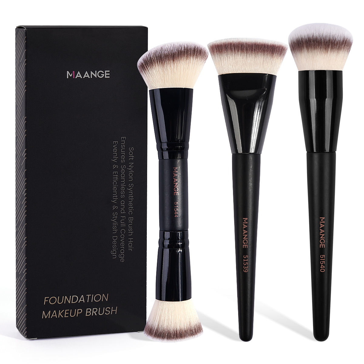 MAANGE  Custom OEM&ODM 3pcs Foundation Cosmetic Brush Professional Foundation Highlight Concealer  Wholesale Makeup Brushes Set - 图片 1