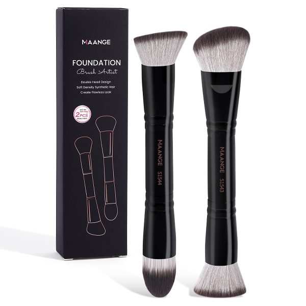 MAANGE Luxury 2pcs Makeup Brush Foundation Brush Private Label Streak-Free Liquid/BB Cream Makeup Box Makeup Tools Brush