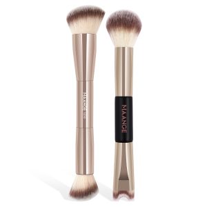 MAANGE  2pcs Double-end Makeup Brush Foundation Loose Powder Nose Shadow Contour Brush Professional Makeup Brush Set