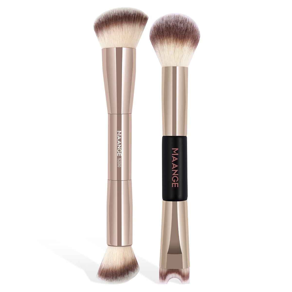 MAANGE  2pcs Double-end Makeup Brush Foundation Loose Powder Nose Shadow Contour Brush Professional Makeup Brush Set - 图片 1