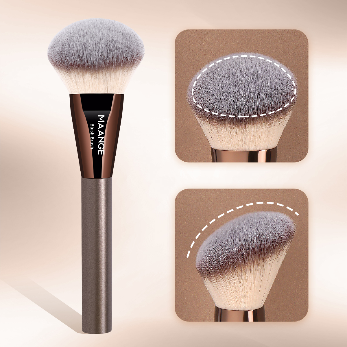 MAANGE Custom Logo OEM&ODM Single Maquillaje Rubor Large Powder Blush Brown Foundation Makeup Brushes - 图片 2