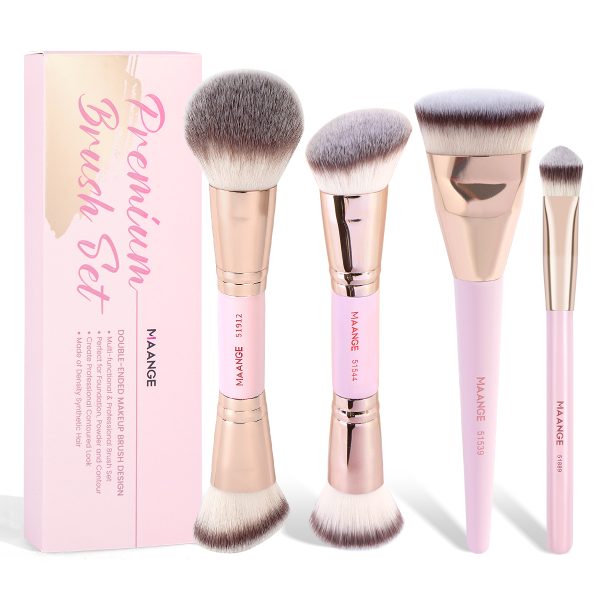 MAANGE Wholesale 4pcs Makeup Brush Private Label Concealer Brushes Makeup Loose Powder Foundation Professional Makeup Brush Set
