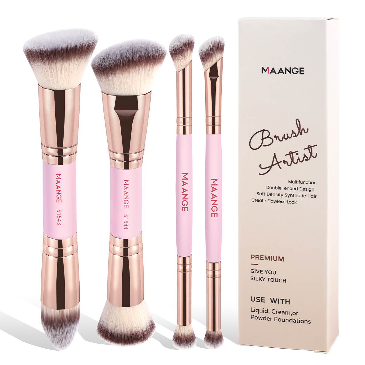 MAANGE Custom OEM&ODM 4PCS Makeup Brush Set  Eye Shadow Blush Foundation  Brushes Professional Makeup Brush Set - 图片 1