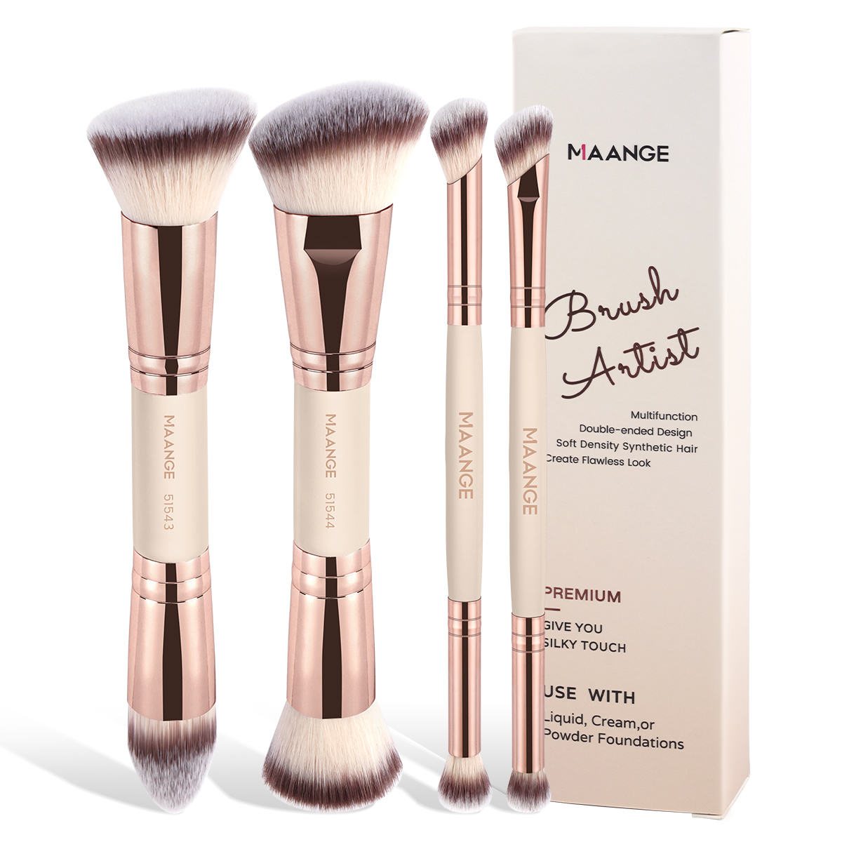MAANGE Custom OEM&ODM 4PCS Makeup Brush Set  Eye Shadow Blush Foundation  Brushes Professional Makeup Brush Set - 图片 1