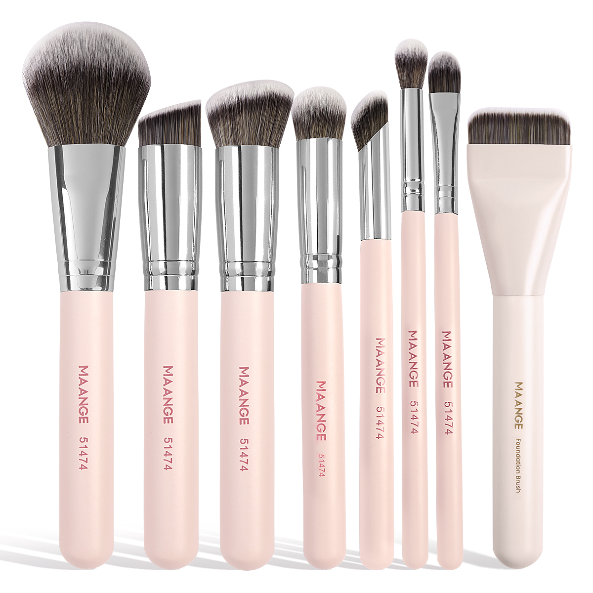MAANGE Custom OEM&ODM  8PCS Facial  Brush Loose Powder Foundation Concealer Blush Private Label  Professional Makeup Brush Set - 图片 1