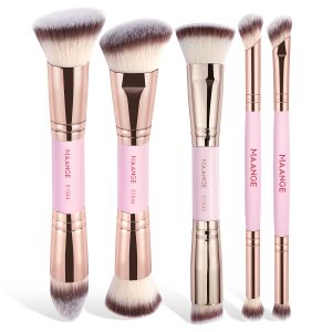 MAANGE Professional 5PCS Double Ended Makeup Brushes Multi-Functional Angled Customizable&ODM Facial Makeup Brush Set