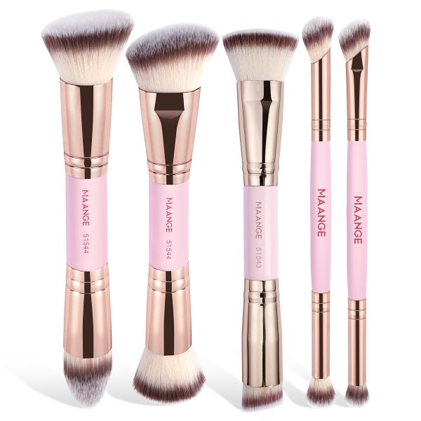MAANGE Professional 5PCS Double Ended Makeup Brushes Multi-Functional Angled Customizable&ODM Facial Makeup Brush Set