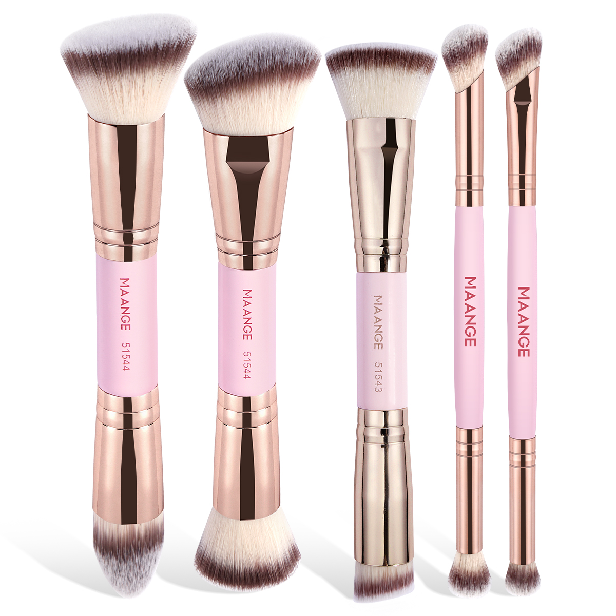 MAANGE Professional 5PCS  Double Ended Makeup Brushes Multi-Functional Angled Customizable&ODM Facial Makeup Brush Set - 图片 1