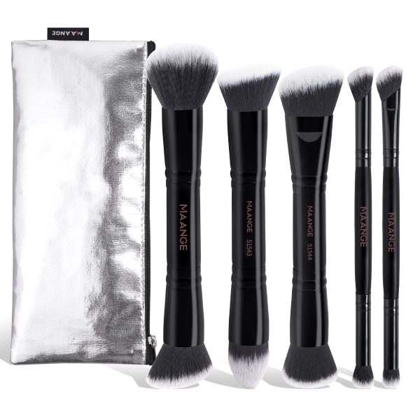 MAANGE 5PCS Synthetic Hair Facial Makeup Brushes Multi-Functional Angled Customizable OEM&ODM Professional Makeup Brush Set