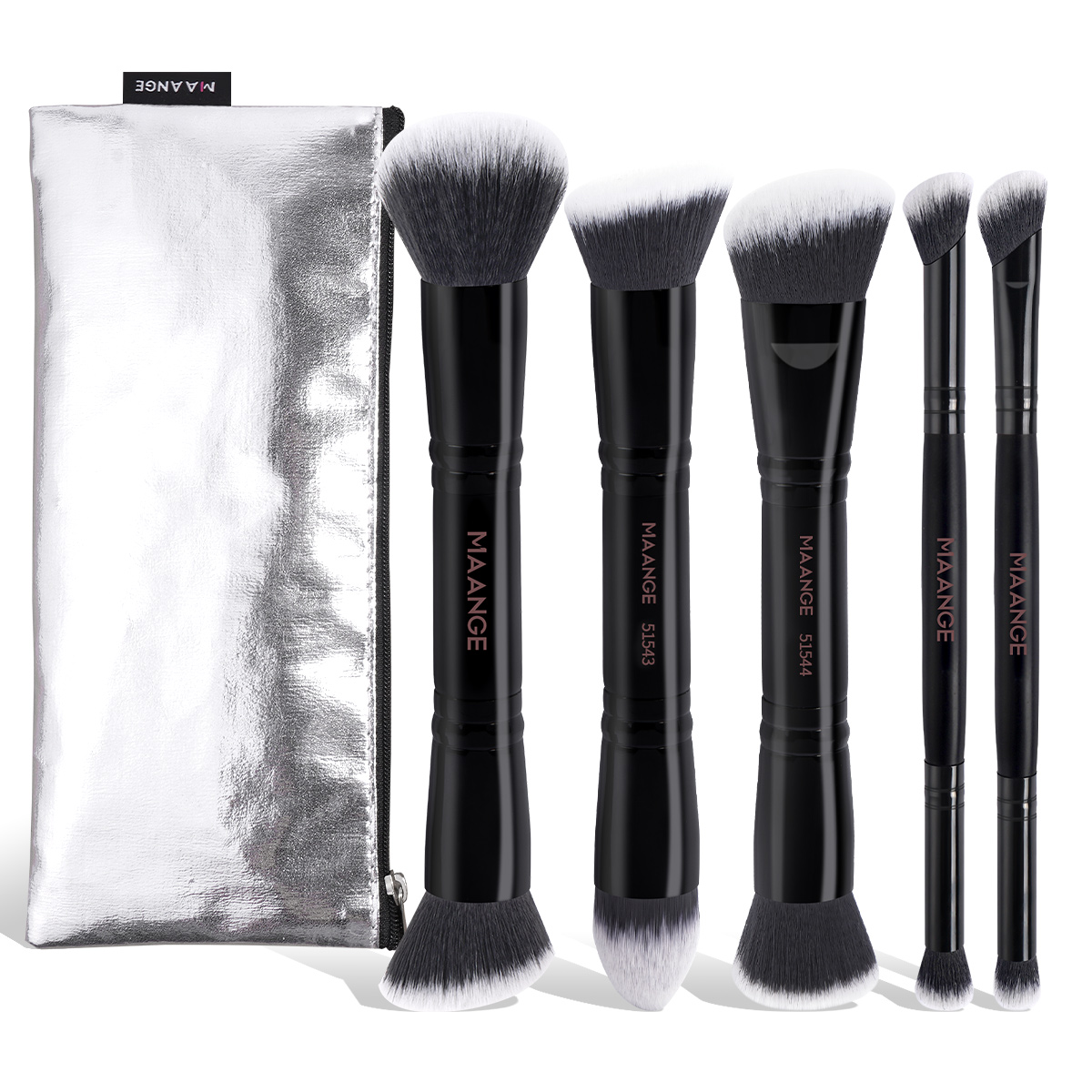 MAANGE 5PCS Synthetic Hair Facial Makeup Brushes Multi-Functional Angled Customizable OEM&ODM Professional Makeup Brush Set - 图片 1