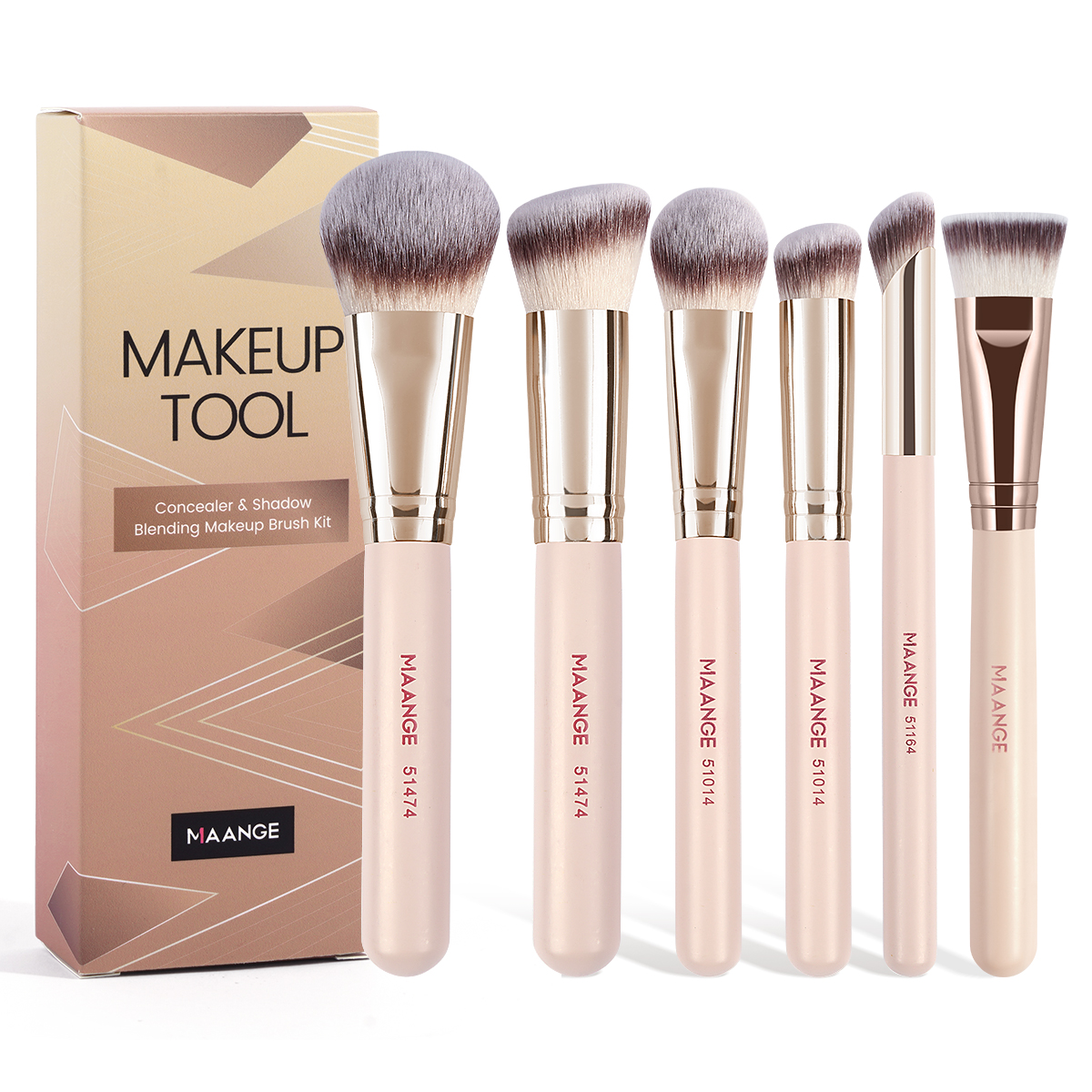 MAANGE Custom OEM&ODM 5PCS Facial Brush Concealer Eye Shadow Foundation   Makeup Box Professional Makeup Brush Set - 图片 1