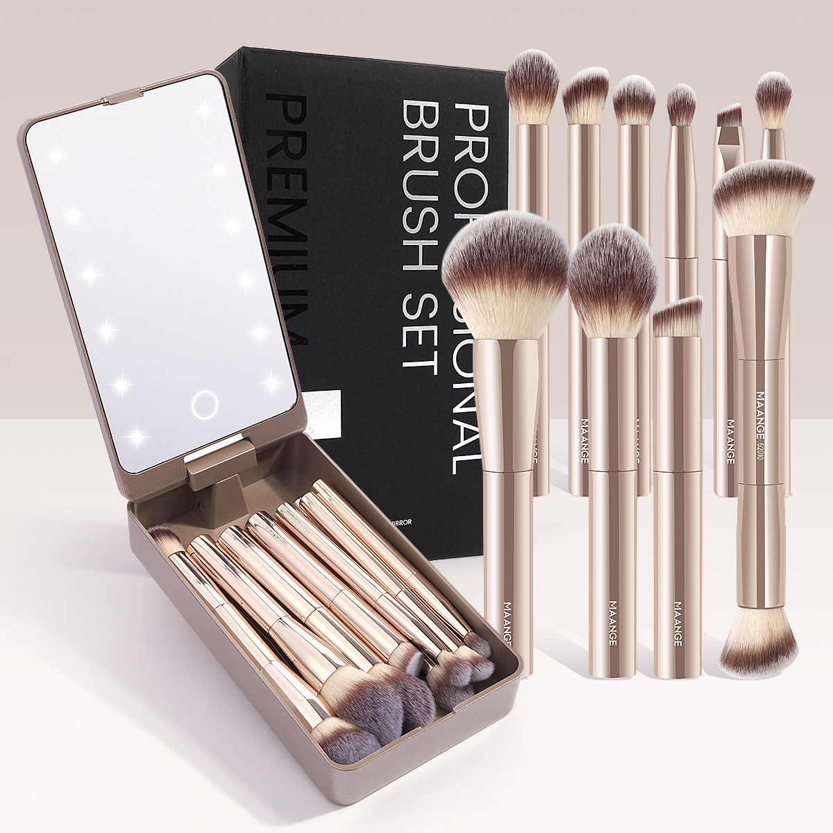 MAANGE Custom logo 10PCS Professional Makeup Brush Set Private Label Foundation Eyeshadow Brush Professional Makeup Brushes Set - 图片 1