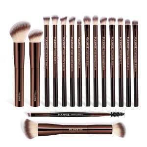 MAANGE Professional Wholesale 16pcs Private Label  Eyeshadow Foundation Blush,loose Powder Eye Facial Makeup Brush Set