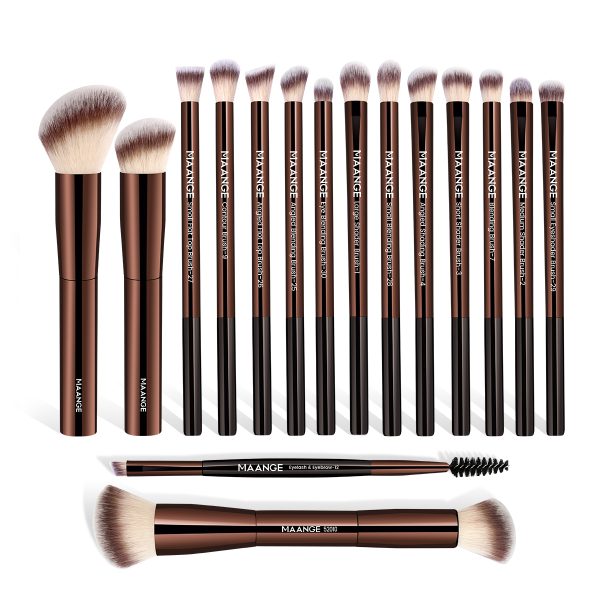 MAANGE Professional Wholesale 16pcs Private Label Eyeshadow Foundation Blush,loose Powder Eye Facial Makeup Brush Set