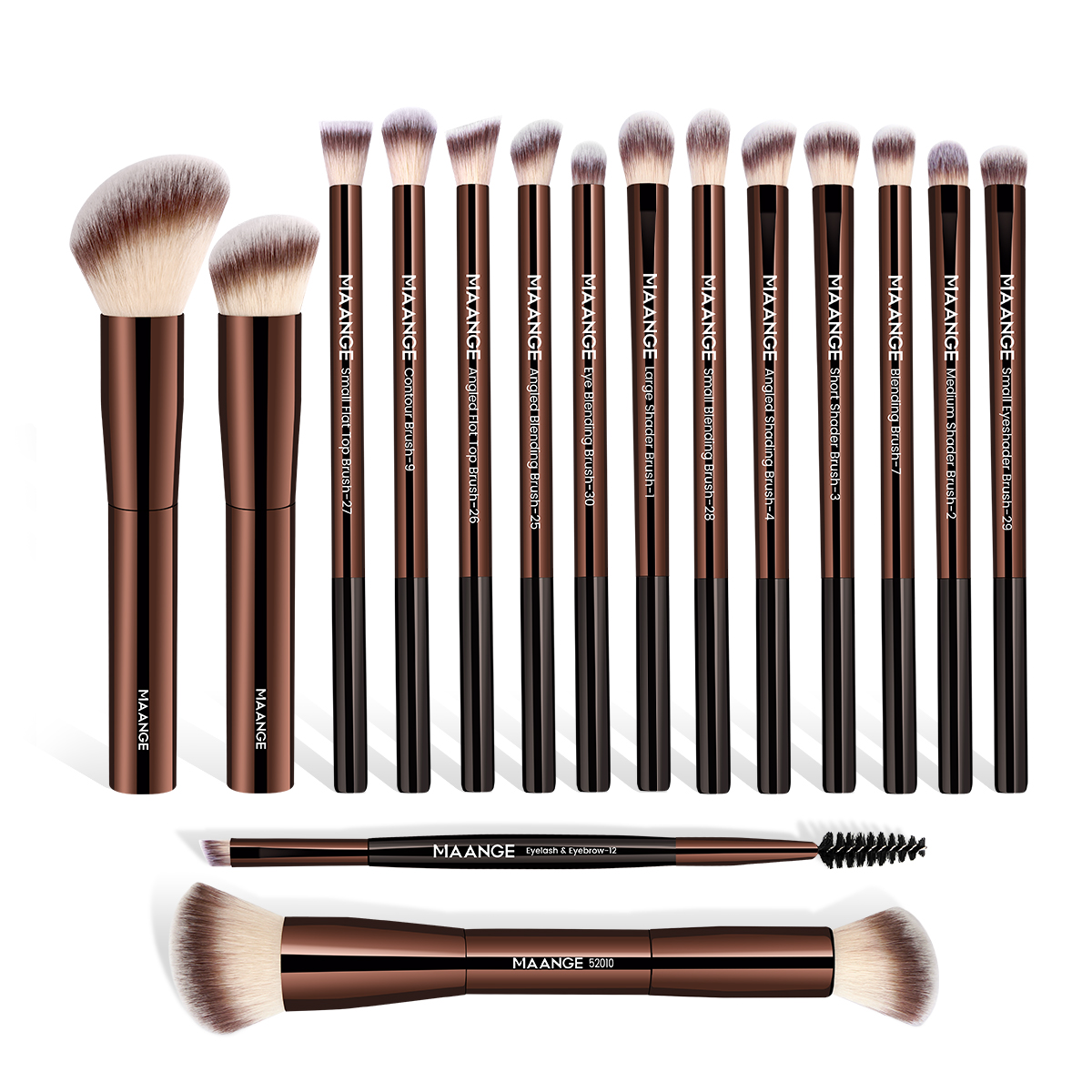 MAANGE Professional Wholesale 16pcs Private Label  Eyeshadow Foundation Blush,loose Powder Eye Facial Makeup Brush Set - 图片 1
