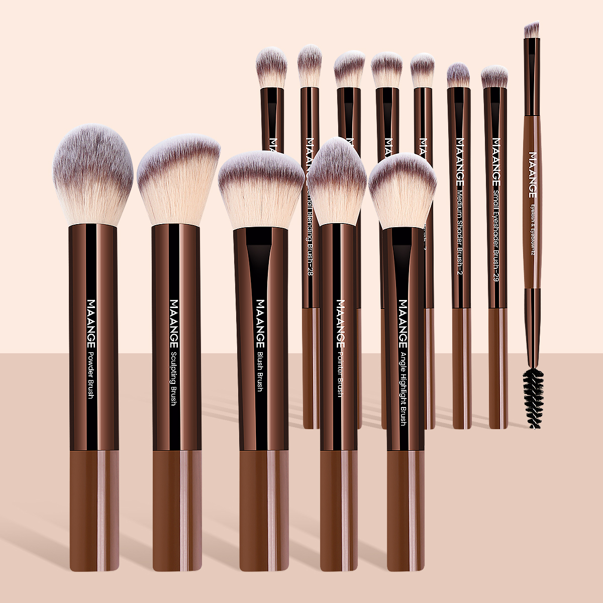 MAANGE Wholesale Natural 13pcs Makeup Brush Set Soft High Quality Hair Blush Powder Brush Concealer Makeup Tool Makeup Brush Set - 图片 1