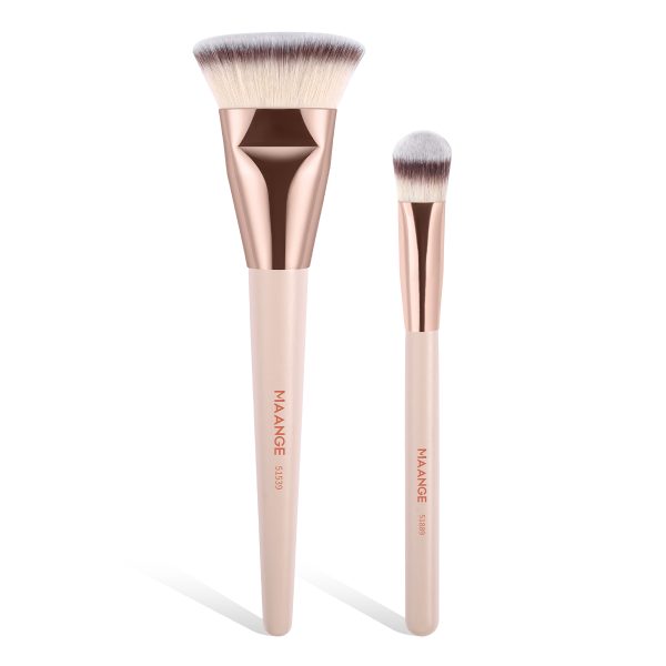 MAANGE 2PCS Custom Logo Foundation Loose Powder Blush Concealer Highlighter Makeup Brushes Professional Makeup Tools