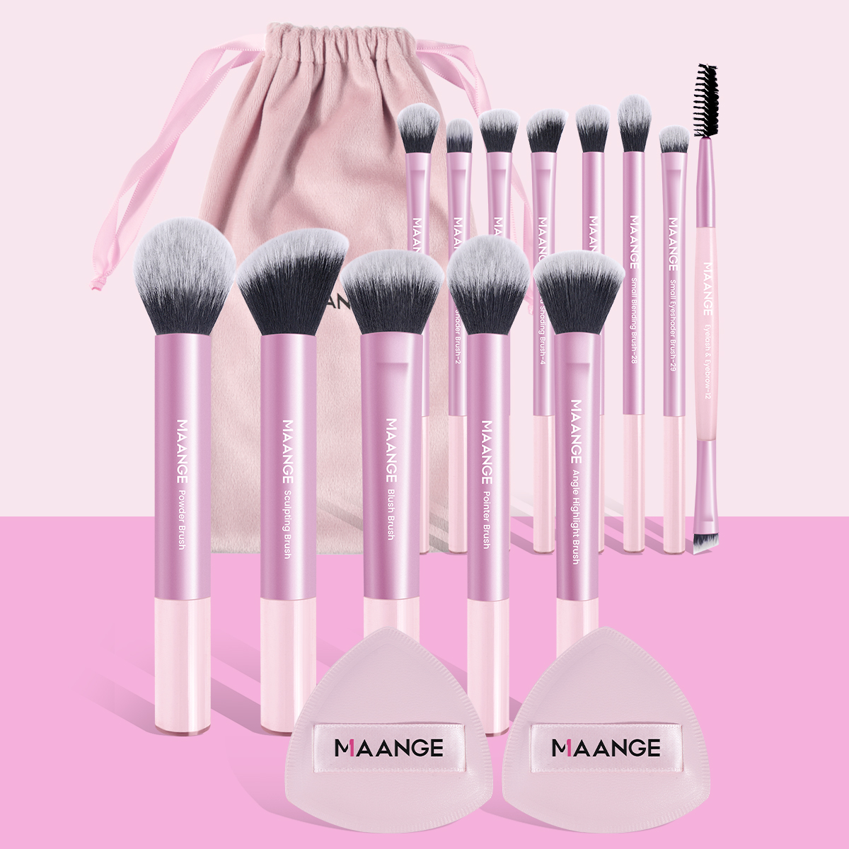 MAANGE Wholesale Custom OEM&ODM 13pcs Makeup Brush Set 2PCS Air Cushion Puff Powder Brush Concealer Makeup Tool Makeup Brush Set - 图片 1