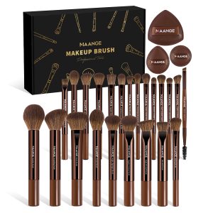MAANGE 23PCS Makeup Brush 3pcs Powder Puff Foundation Concealer Powder Eyelash Eyebrow Eyeshadow Professional Makeup Brush Set