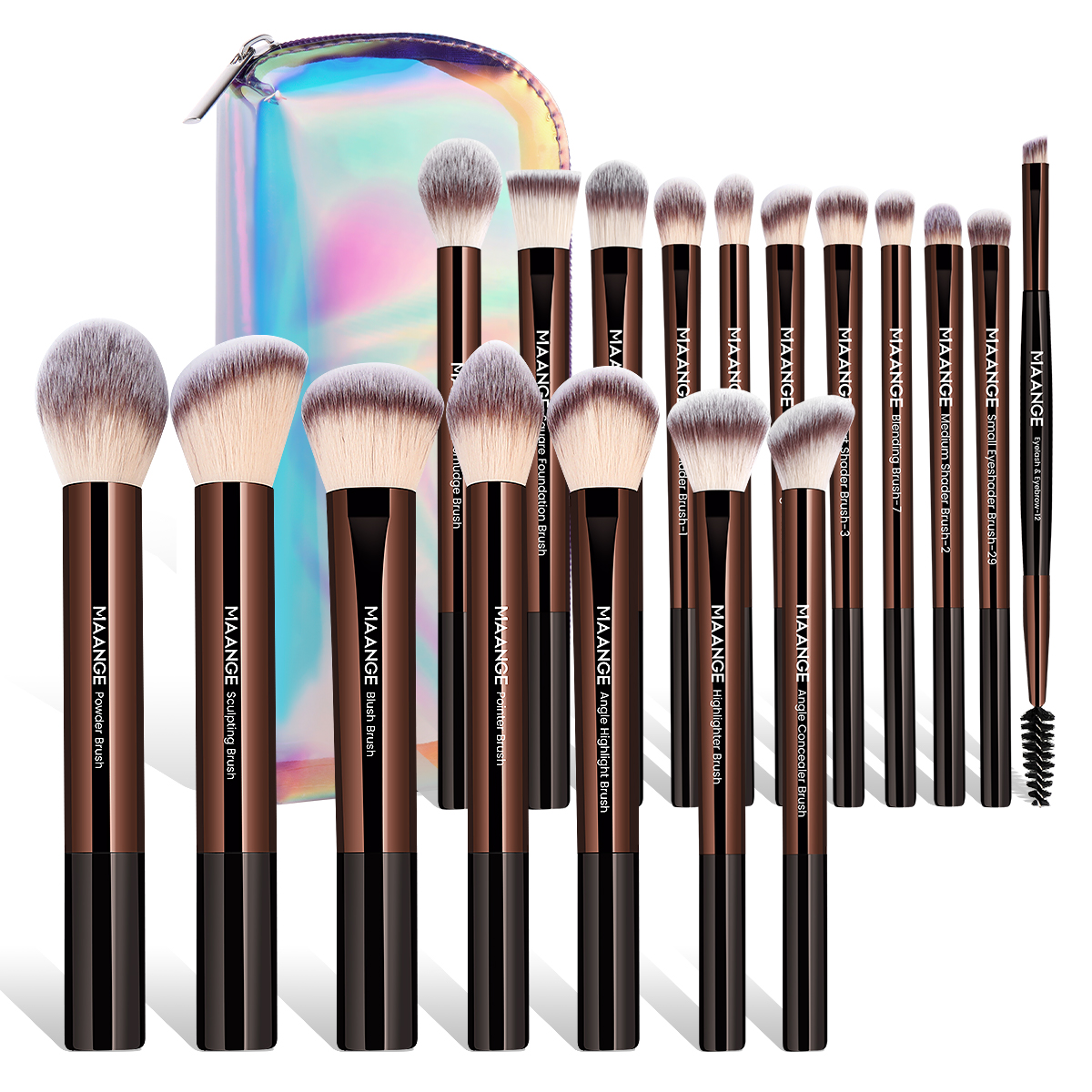 MAANGE Wholesale Custom OEM&ODM 18pcs Makeup Brush Makeup Bag Cosmetic Foundation Powder EyeShadow Professional Makeup Brush Kit - 图片 1