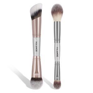 MAANGE Custom Logo 2PCS Double-ended Makeup Brush Loose Powder Liquid Foundation Blush Professional Makeup Brushes