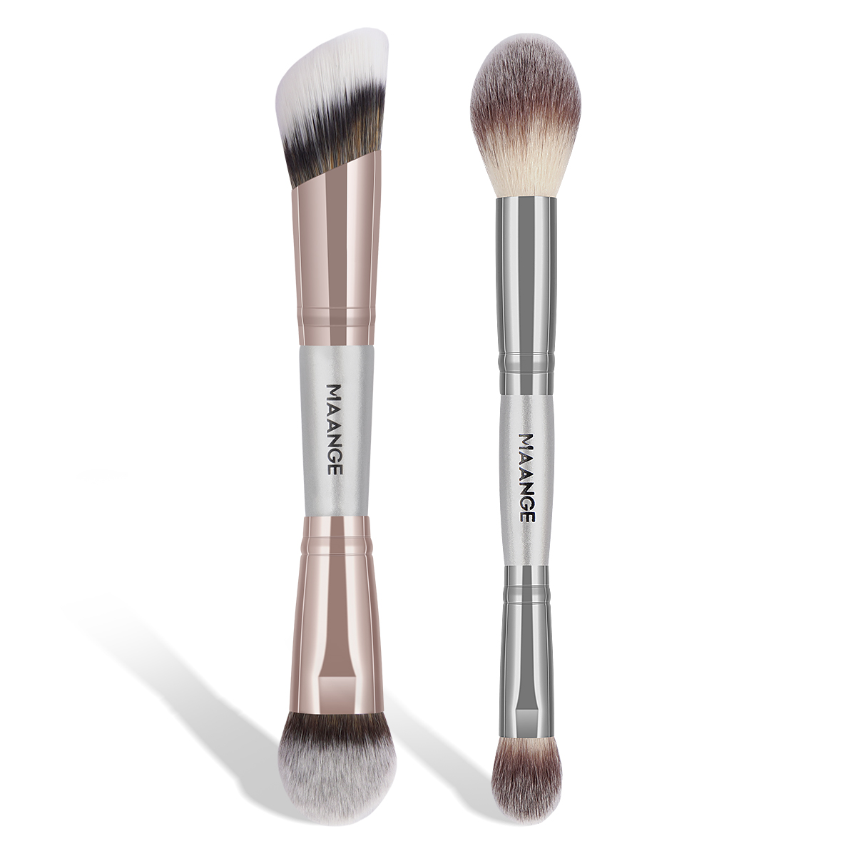 MAANGE Custom Logo  2PCS Double-ended Makeup Brush Loose Powder Liquid Foundation Blush Professional Makeup Brushes - 图片 1