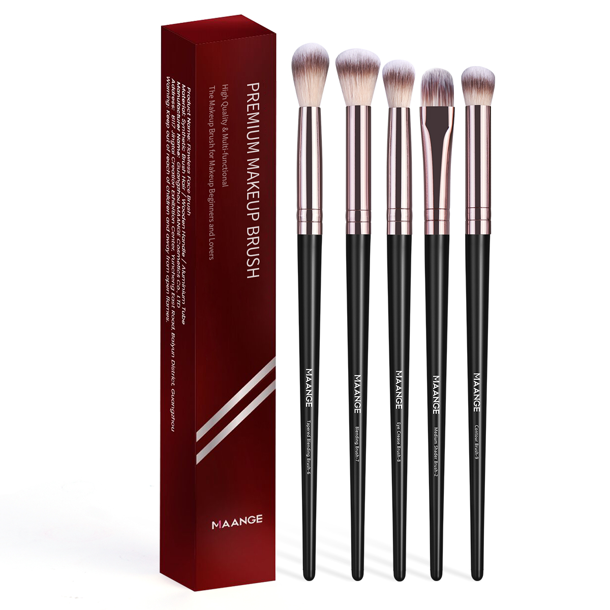 MAANGE Custom 5pcs Eye Makeup Brush  Eyebrow Pencil Brush Eyeshadow Brush Highlighter Makeup Box Cosmetic Brush Set - 图片 1