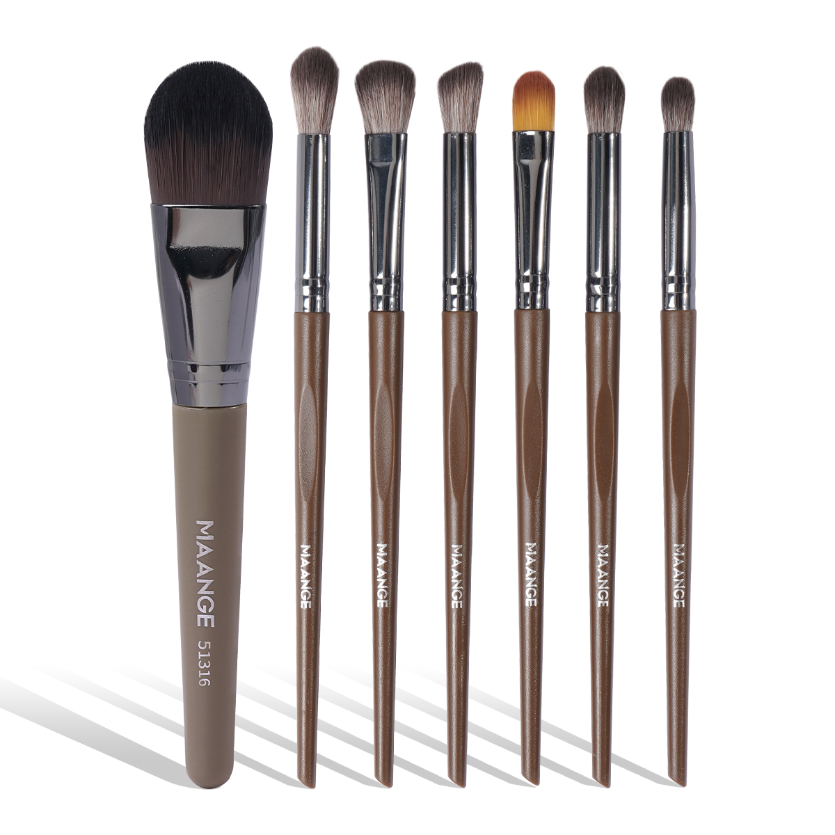 MAANGE Professional 7pcs Makeup Brush Set Foundation Loose Powder Blush Eyeshadow Brush Facial Professional Makeup Brush Set - 图片 1