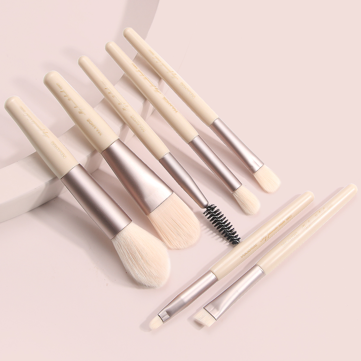 MAANGE High Quality Wholesale Private Label Vegan Nylon Make up Brushes Custom logo 7 Pcs Plastic Makeup Brush Set - 图片 2