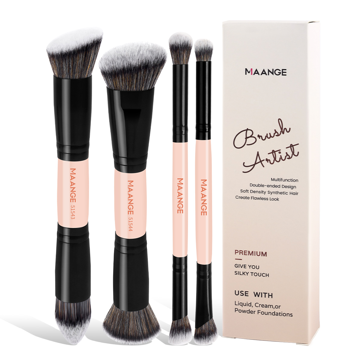 MAANGE Hot Selling 4PCS Makeup BrushSet Factory Custom Logo Eye Shadow Blush Foundation Makeup Brushes - 图片 1