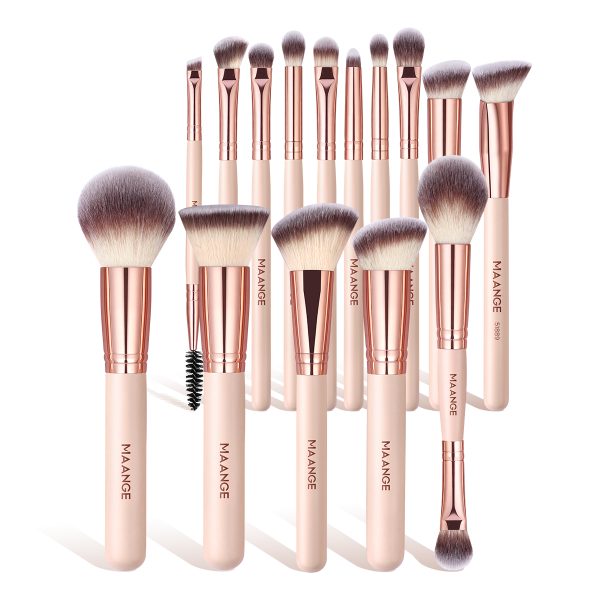 MAANGE 15PCS Cosmetics Brushes Foundation Eyeshadow Private Label & Customizable Makeup Tools Professional Makeup Brush Set