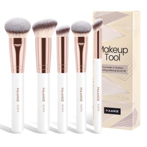 MAANGE Custom OEM&ODM 5PCS Facial Brush Foundation Concealer Loose Powder  Makeup Box Professional Makeup Brush Set