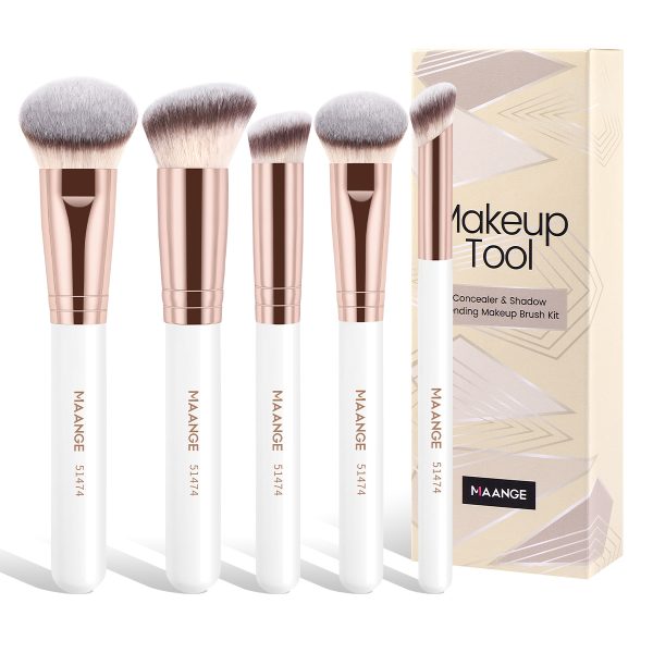 MAANGE Custom OEM&ODM 5PCS Facial Brush Foundation Concealer Loose Powder  Makeup Box Professional Makeup Brush Set