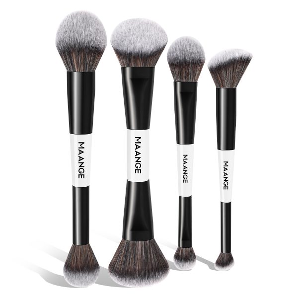 MAANGE Custom Logo OEM&ODM 4PCS Double-headed Makeup Brush  Loose Powder Blush Foundation  Brushes Professional Makeup Brush Set