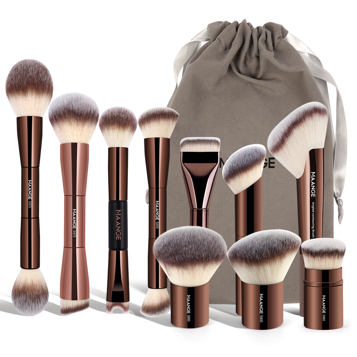 MAANGE Custom OEM&ODM 10PCS Professional Makeup Brush Set Private Label Foundation Eyeshadow Brush Facial Makeup Brushes Set - 图片 1