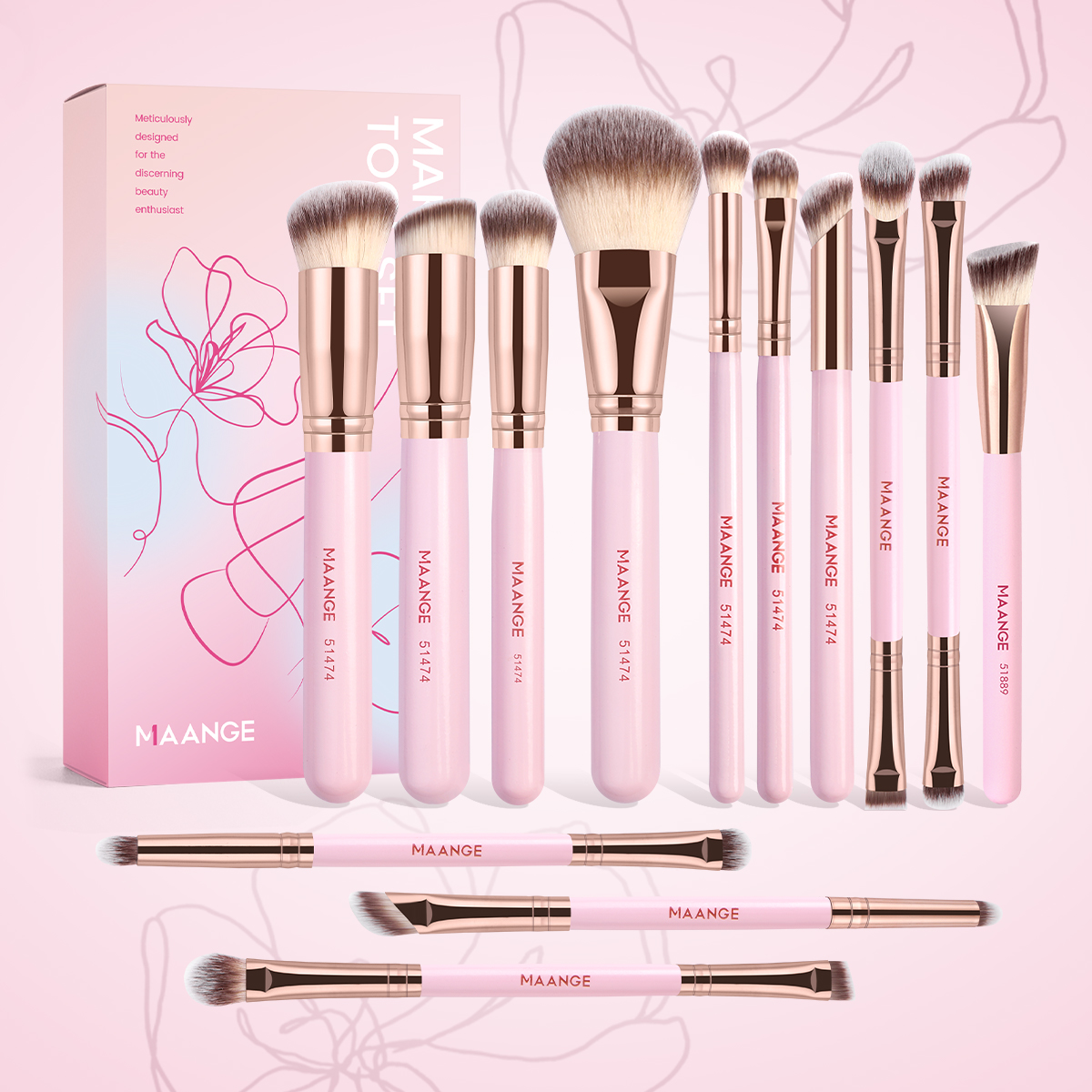 MAANGE Wholesale Custom OEM&ODM Professional 13PCS Makeup Brush Foundation Loose Powder Blush Eyeshadow Brush Makeup Brush Kit - 图片 2