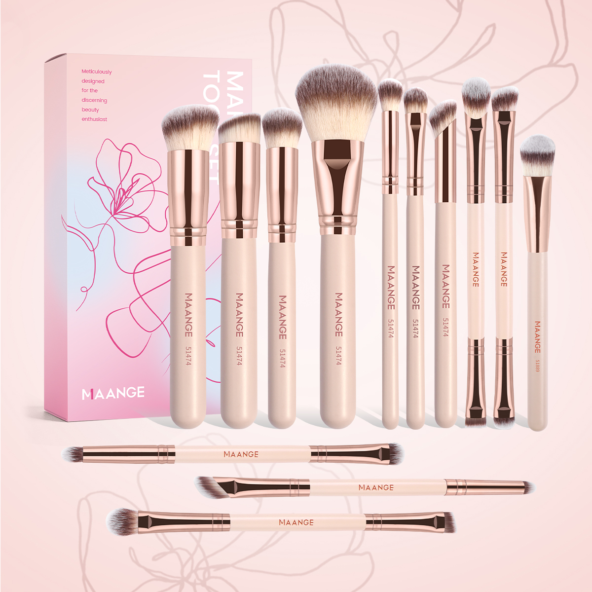 MAANGE Wholesale Custom OEM&ODM Professional 13PCS Makeup Brush Foundation Loose Powder Blush Eyeshadow Brush Makeup Brush Set - 图片 2