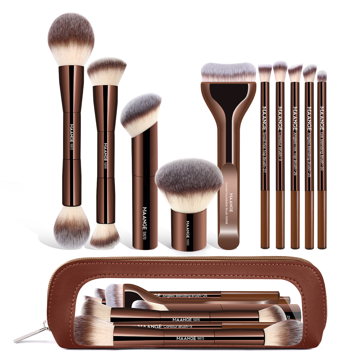 MAANGE Wholesale Custom 10 Pcs Professional Makeup Set Foundation Blush Loose Powder Professional Makeup Brush Set - 图片 1