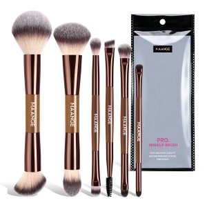 MAANGE Private Label Custom OEM&ODM 6PCS Double-ended Makeup Brush Foundation Concealer Eye Shadow Brush Facial Makeup Brush Set