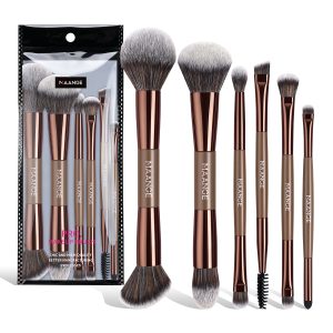 MAANGE Custom OEM&ODM 6PCS Double-ended Makeup Brushes Foundation Concealer Eye Shadow Brush Facial Makeup Brush Set