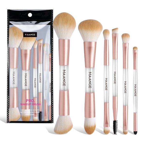 MAANGE Custom OEM&ODM 6PCS Double-ended Makeup Brushes Foundation Concealer Eye Shadow Brush Facial Makeup Brush Set